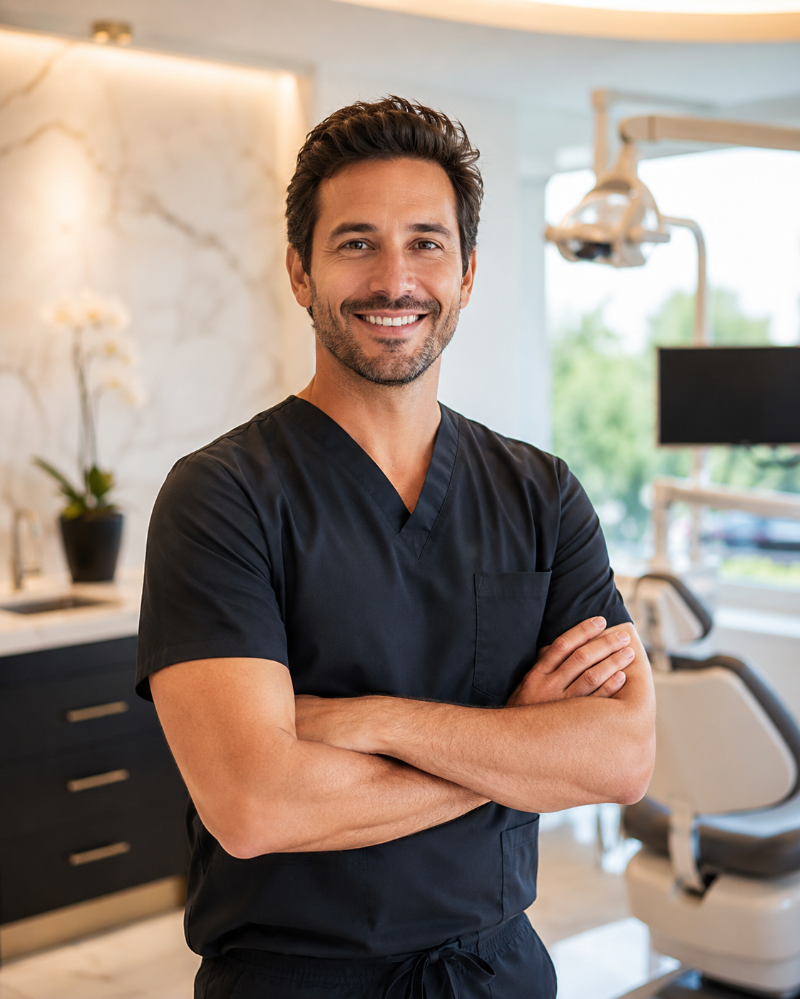 Implant & Restorative Dentist portrait for private clinic team section